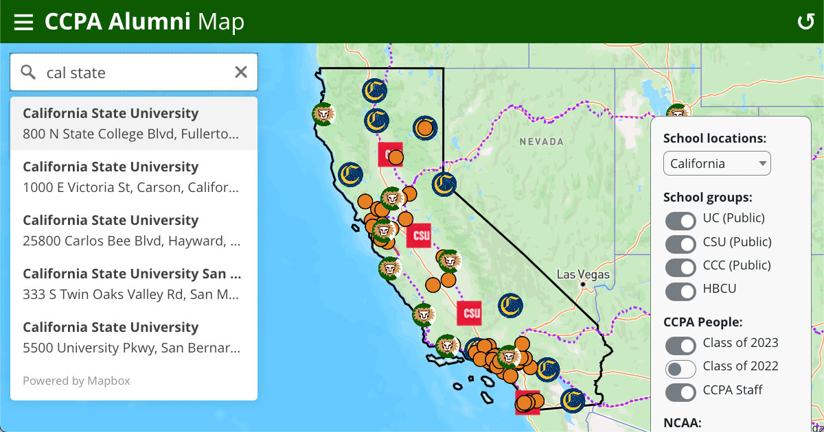 What colleges and universities have CCPA graduates chosen to attend? Explore the map to learn.